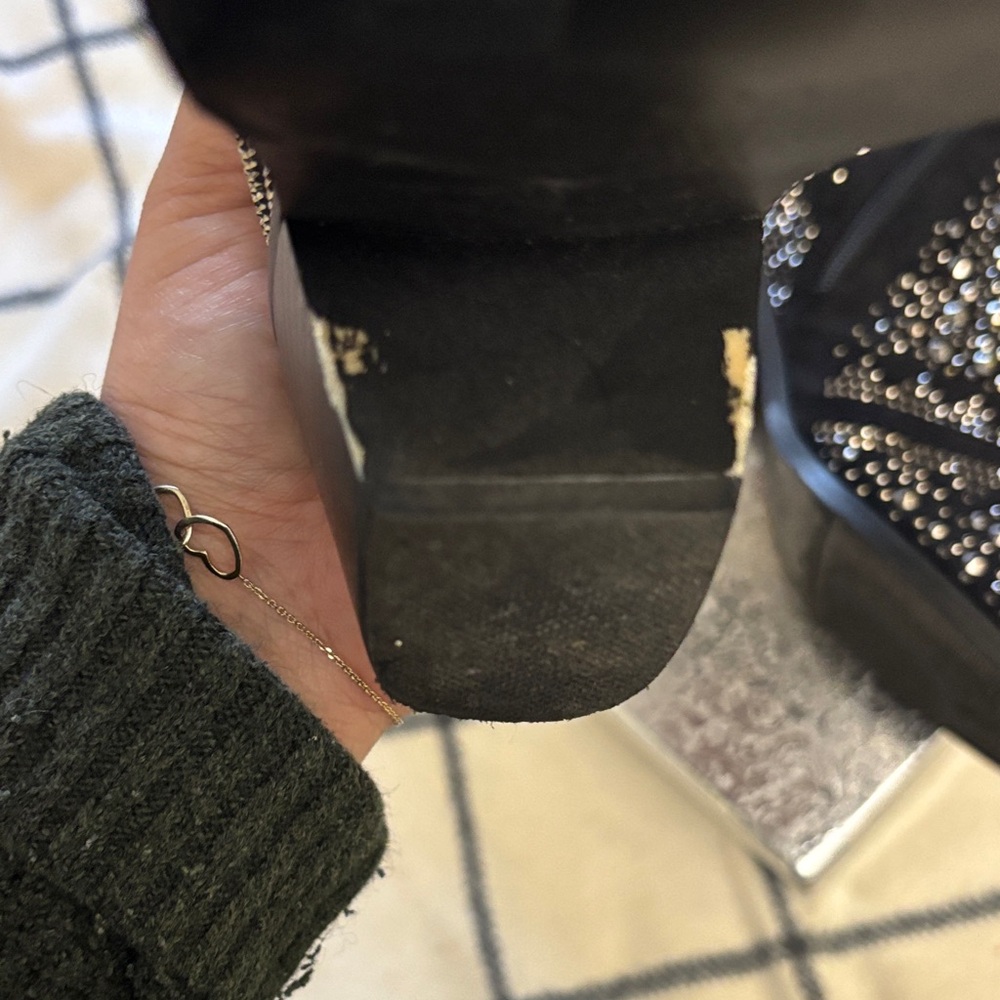 Amazon Black Rhinestone Ankle Booties - Picture 8 of 8